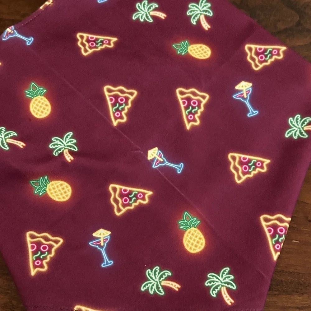 Buttercup Dog Bandana - Burgundy with Tropical Print - BRAND NEW